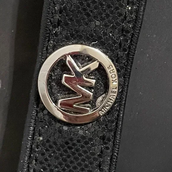 Michael Kors Black Platform Glitter Flip Flops - Picture 3 of 11